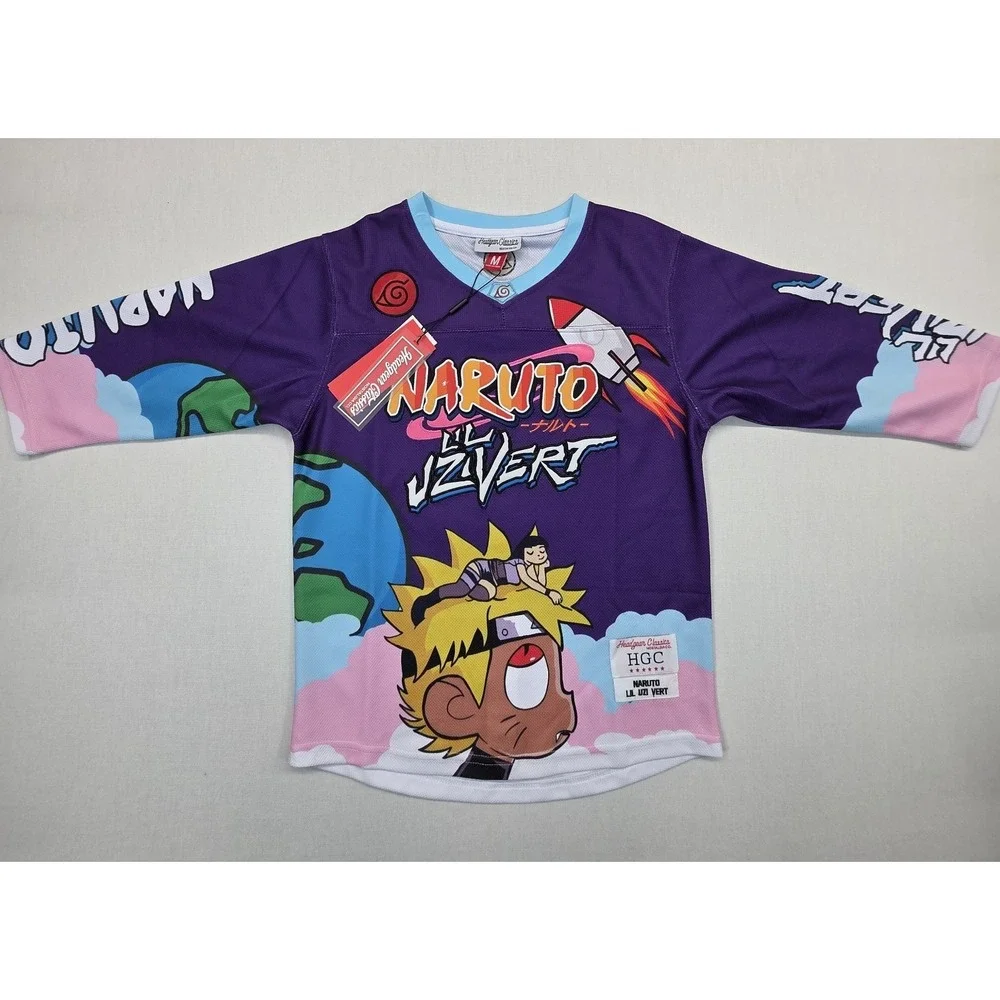 Naruto Lil Uzi Vert Jersey Youth Medium Yellow Yokai Anime Hockey Kids‎ Tee